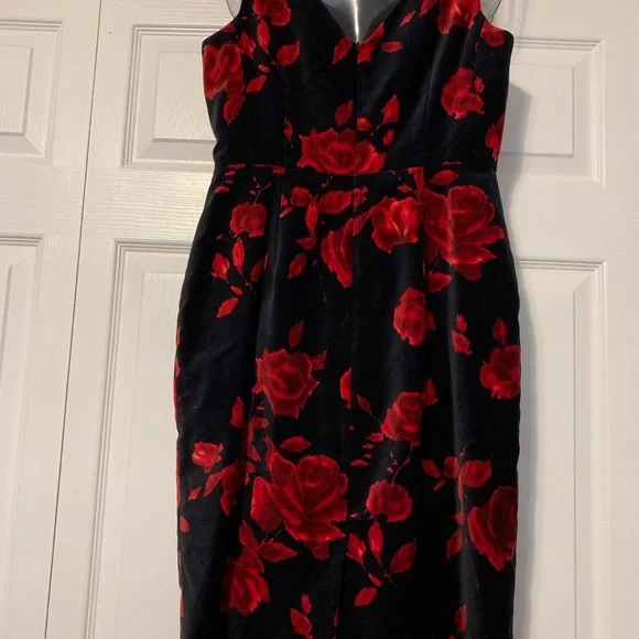 ❤️❤️❤️Talbots  Red and Black Velvet Dress - Picture 6 of 16